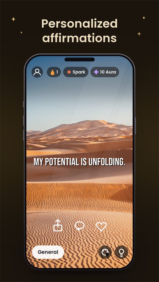 Daily affirmation screen in Aura